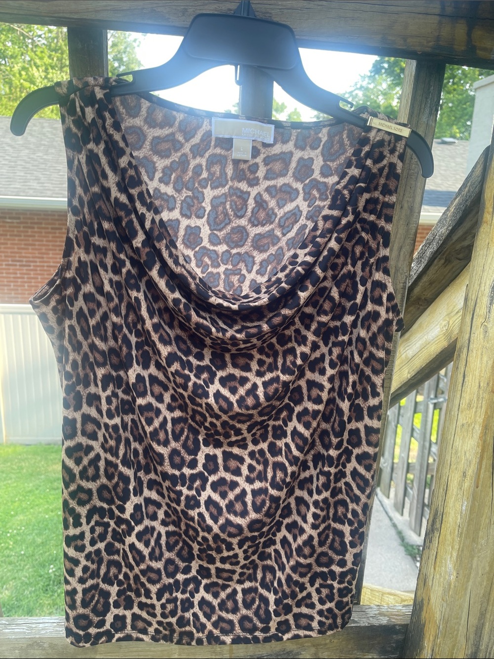 MICHAEL Michael Kors Leopard Print Cowl Neck Tank - Brown & Black